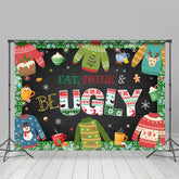 Lofaris Eat Drink And Be Ugly Merry Christmas Holiday Backdrop